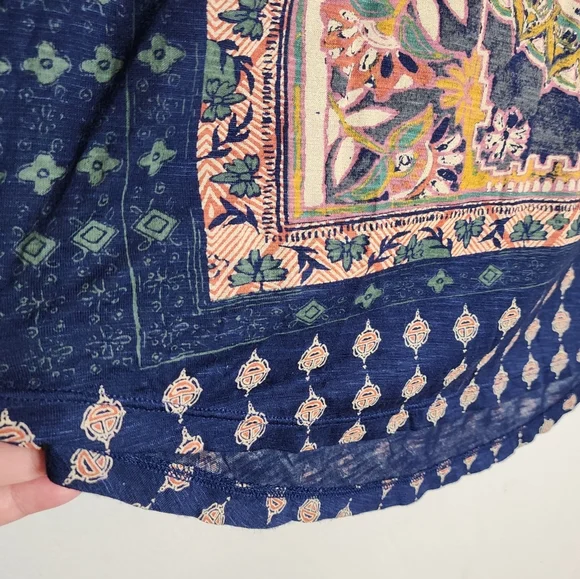 NWT Lucky Brand Persian Carpet Scoop Neck Short Sleeve Tee Shirt Navy XL - Picture 7 of 16